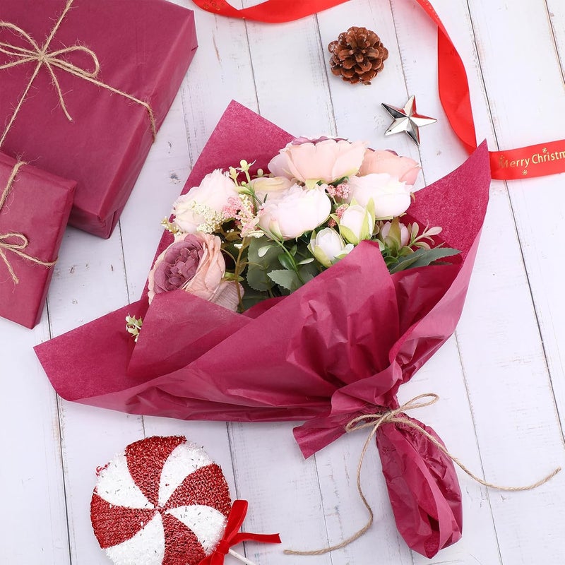 Teling 500 Sheets Burgundy Wine Tissue Paper for Gift Bags 14 x 20 Inches Valentine Gift Wrapping Tissue Paper Bulk for Winter Galentine New Year Wedding Birthday DIY Craft Project Party Decor Flowers - Image 4